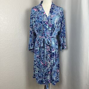 Lilly Pulitzer Blue Floral Robe Intimates Sleepwear